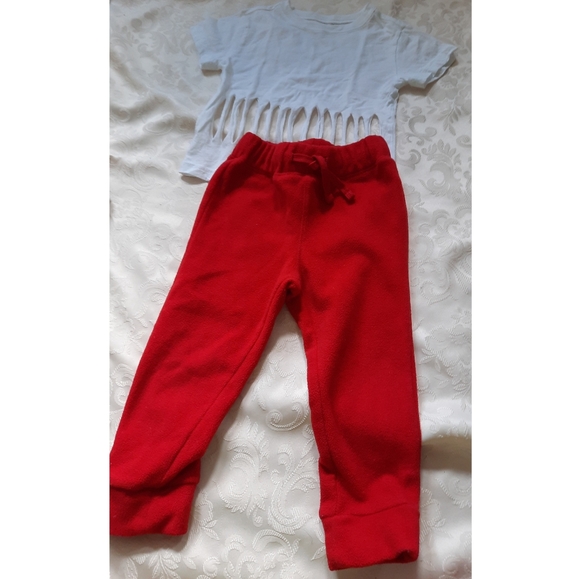 2pcs Old Navy Red Sweat Pant/ T Shirt - Picture 2 of 2